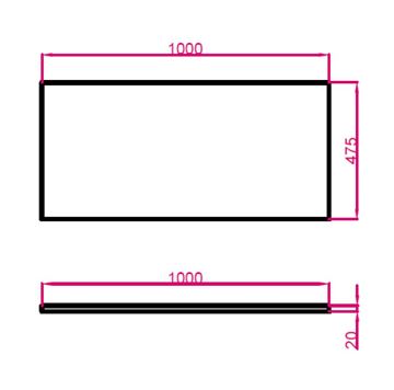 TECHNISTONE MODULAR deska pod umyvadlo 100x47,5x2 cm, Gobi Grey 20 LE 156 BPGG2010 Technický nákres