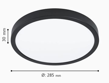EGLO FUEVA stropní LED svítidlo, 3000 K, 2400 lm, 285 mm, černá 99267 Technický nákres