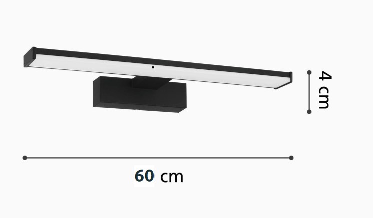 EGLO PANDELLA 1 nástěnné LED svítidlo, 4000 K, 1350 lm, 600 mm, černá 98908 Technický nákres