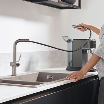 HANSGROHE TALIS M54 dřezová baterie, s vytahovací koncovkou, sBox, nerez 72809800 Obrázek - fotka