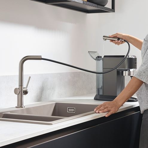HANSGROHE TALIS M54 dřezová baterie, s vytahovací koncovkou, sBox, nerez 72809800 Obrázek - fotka