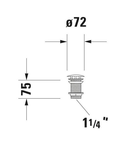 DURAVIT umyvadlová výpust, neuzavíratelná, chrom 0050381000 Technický nákres