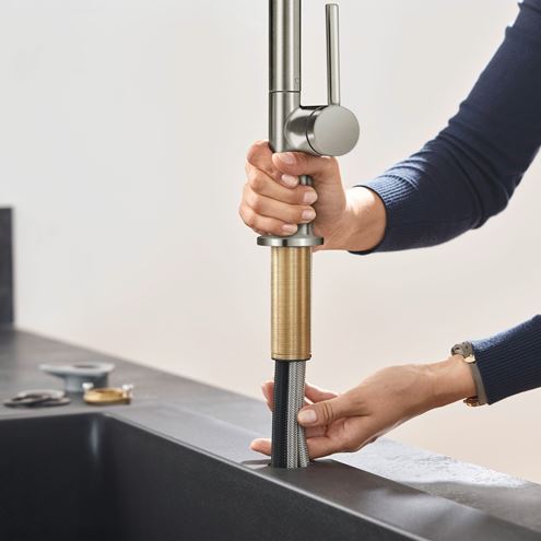 HANSGROHE TALIS M54 dřezová baterie, vytahovací koncovka, nerez 72802800 Obrázek - fotka