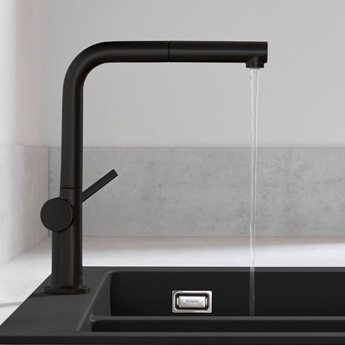 HANSGROHE TALIS M54 dřezová baterie, s vytahovací koncovkou, sBox, matná černá 72809670 Obrázek - fotka