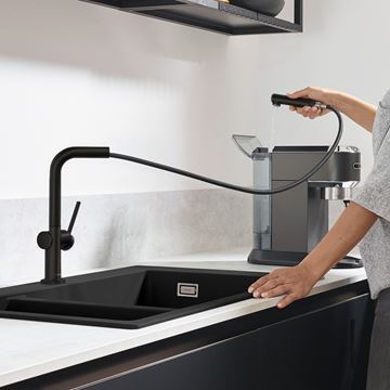 HANSGROHE TALIS M54 dřezová baterie, s vytahovací koncovkou, sBox, matná černá 72809670 Obrázek - fotka