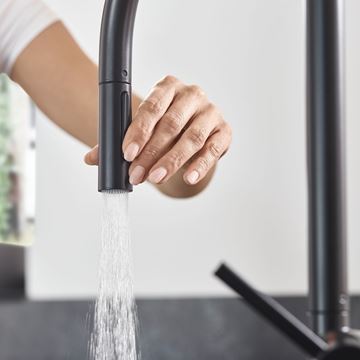 HANSGROHE TALIS M54 dřezová baterie, s vytahovací sprškou, EcoSmart, matná černá 72842670 Obrázek - fotka