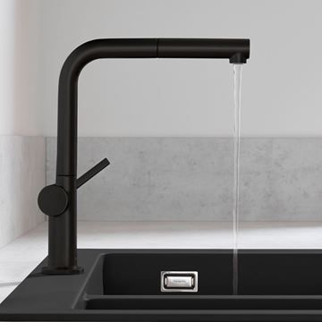 HANSGROHE TALIS M54 dřezová baterie, s vytahovací koncovkou, EcoSmart, matná černá 72845670 Obrázek - fotka