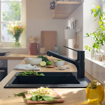 HANSGROHE ZESIS M33 dřezová baterie, s vytahovací sprškou, matná černá 74800670 Obrázek - fotka