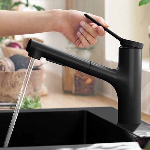 HANSGROHE ZESIS M33 dřezová baterie, s vytahovací sprškou, matná černá 74800670 Obrázek - fotka