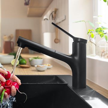 HANSGROHE ZESIS M33 dřezová baterie, s vytahovací sprškou, matná černá 74800670 Obrázek - fotka