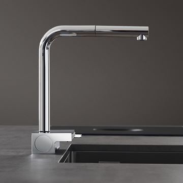 HANSGROHE AQUNO SELECT M81 dřezová baterie, s vytahovací koncovkou a plochou sprškou, sBox, EcoSmart, nerez 73830800 Obrázek - fotka