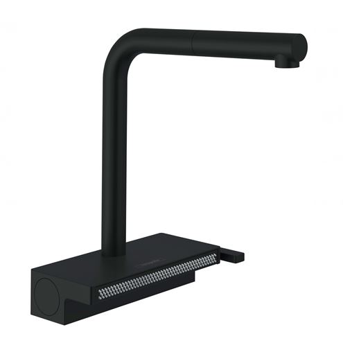 HANSGROHE AQUNO SELECT M81 dřezová baterie, s vytahovací koncovkou a plochou sprškou, sBox, EcoSmart, matná černá 73830670 Obrázek - Hlavní obrázek