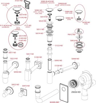 ALCA designový sifon k umyvadlu DN32, s převlečnou maticí 5/4, kartáčovaný nikl A400-N-B Obrázek - fotka