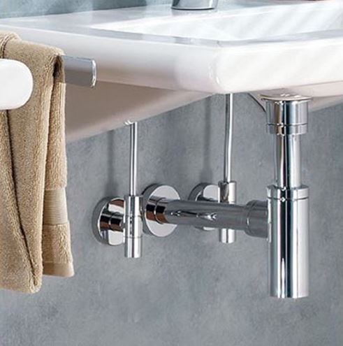 SCHELL EDITION designová sada sifonu k umyvadlu s rohovými ventily, DN32, s převlečnou maticí 5/4, chrom 053210699 Obrázek - fotka