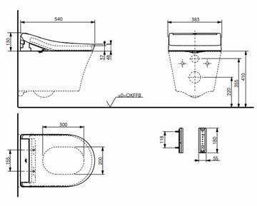 CONCEPT 100 WASHLET bidetové sedátko, kulaté, SoftClose 34170-CON-DUS-G Technický nákres