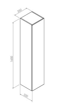 ORISTO NARVIK vysoká skříňka 35x35x165 cm, 1 dvířka, bílá mat NAR-UNIT-35-W Technický nákres