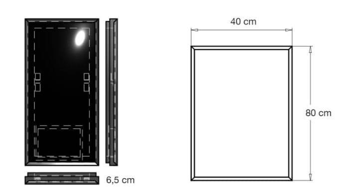 INDA PIRANO zrcadlo 40x80 cm, s osvětlením, s regulací stmívání S921000WM Technický nákres