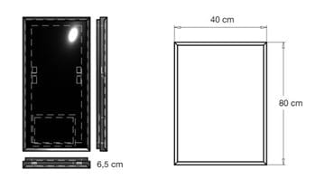 INDA PIRANO zrcadlo 40x80 cm, s osvětlením, s regulací stmívání S921000WM Technický nákres