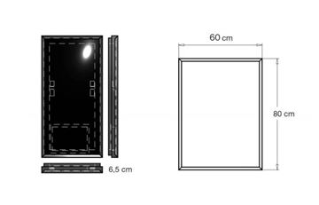 INDA PIRANO zrcadlo 60x80 cm, s osvětlením, s regulací stmívání S921010WM Technický nákres