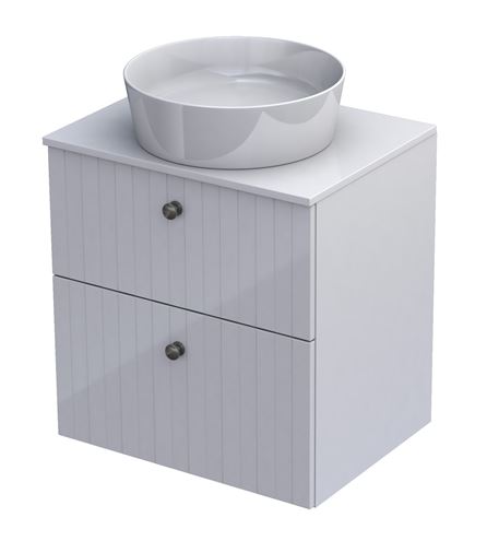 ORISTO NARVIK skříňka pod umyvadlo 59,8x45,5x62 cm, 2 zásuvky, s žebrováním, bílá mat NAR-RIB-060-W Obrázek - fotka