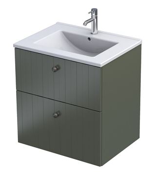 ORISTO NARVIK skříňka pod umyvadlo 99,8x45,5x62 cm, 2 zásuvky, s žebrováním, olivově zelená mat NAR-RIB-100-G Obrázek - fotka
