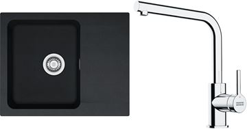FRANKE SETT110Č tectonitový dřez OID 611-62 černý, baterie FS 3230 chrom