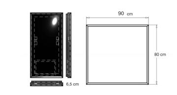INDA PIRANO zrcadlo 90x80 cm, s osvětlením, s regulací stmívání S921025SA Technický nákres