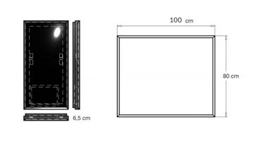 INDA PIRANO zrcadlo 100x80 cm, s osvětlením, s regulací stmívání S921030BZ Technický nákres