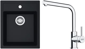 FRANKE SETT113Č tectonitový dřez SID 610-40 černý, baterie FS 3230 chrom