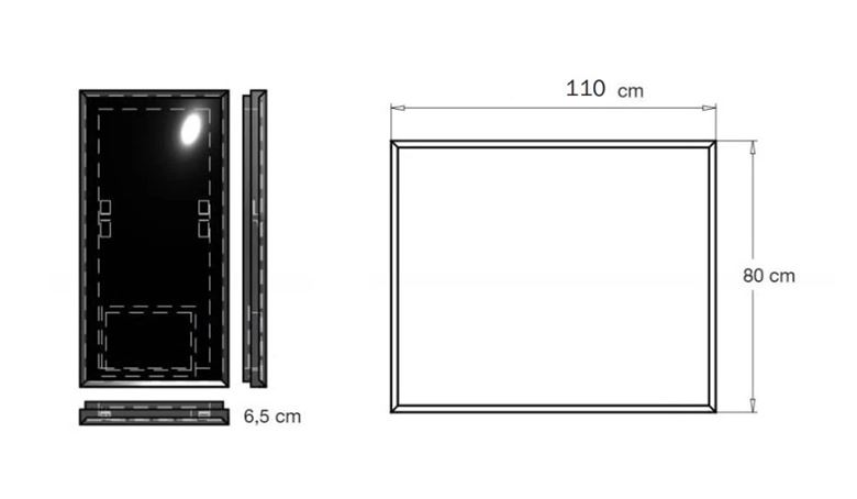 INDA PIRANO zrcadlo 110x80 cm, s osvětlením, s regulací stmívání S921035NE Technický nákres