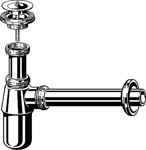 VIEGA 5755 designový sifon k umyvadlu DN32, s převlečnou maticí 5/4 a výpustí, chrom 366681 Obrázek - fotka