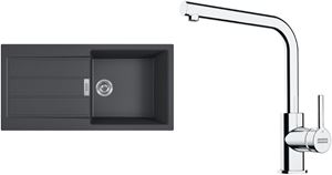 FRANKE SETT117Č tectonitový dřez S2D 611-100 černý, baterie FS 3230 chrom