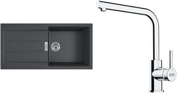 FRANKE SETT117Č tectonitový dřez S2D 611-100 černý, baterie FS 3230 chrom