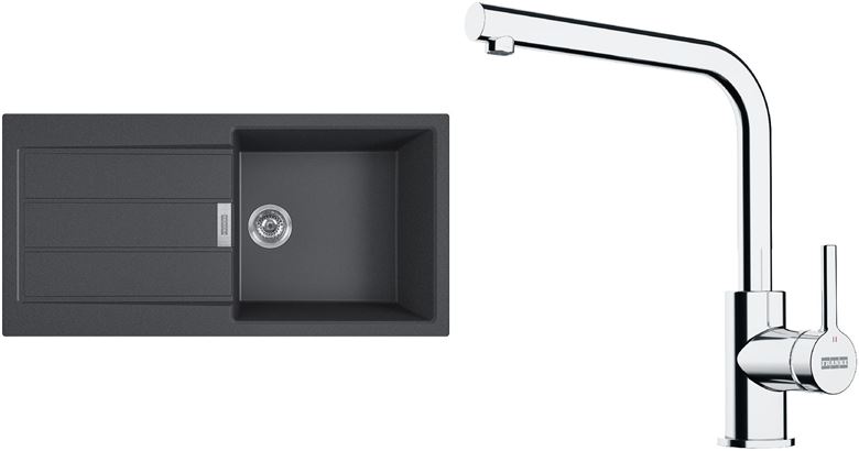 FRANKE SETT117Č tectonitový dřez S2D 611-100 černý, baterie FS 3230 chrom 143.0687.342 Obrázek - Hlavní obrázek