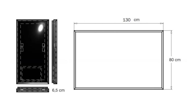 INDA PIRANO zrcadlo 130x80 cm, s osvětlením, s regulací stmívání S921045NE Technický nákres