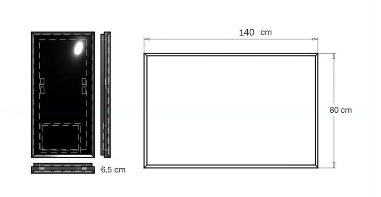 INDA PIRANO zrcadlo 140x80 cm, s osvětlením, s regulací stmívání S921050NE Technický nákres