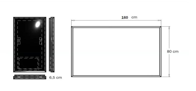 INDA PIRANO zrcadlo 160x80 cm, s osvětlením, s regulací stmívání S921060BZ Technický nákres