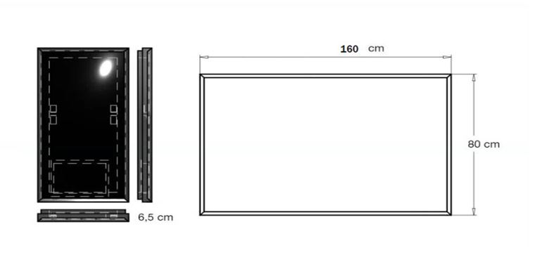 INDA PIRANO zrcadlo 160x80 cm, s osvětlením, s regulací stmívání S921060SA Technický nákres