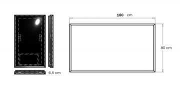 INDA PIRANO zrcadlo 180x80 cm, s osvětlením, s regulací stmívání S921070NE Technický nákres