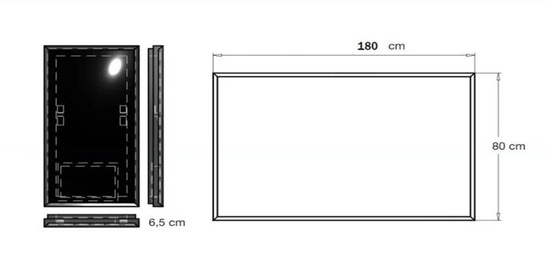 INDA PIRANO zrcadlo 180x80 cm, s osvětlením, s regulací stmívání S921070WM Technický nákres