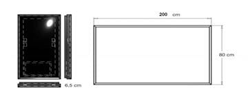 INDA PIRANO zrcadlo 200x80 cm, s osvětlením, s regulací stmívání S921080BZ Technický nákres