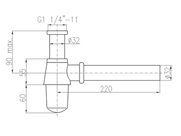RAV SLEZÁK designový sifon k umyvadlu DN32, s převlečnou maticí 5/4, staromosaz MD0545SM Obrázek - fotka