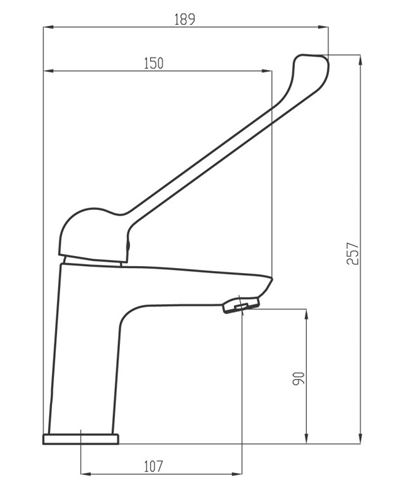 NOVASERVIS METALIA 54 umyvadlová stojánková baterie, Eco, chrom 54002/1L,0 Technický nákres
