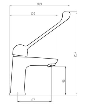NOVASERVIS METALIA 54 umyvadlová stojánková baterie, Eco, chrom 54002/1L,0 Technický nákres