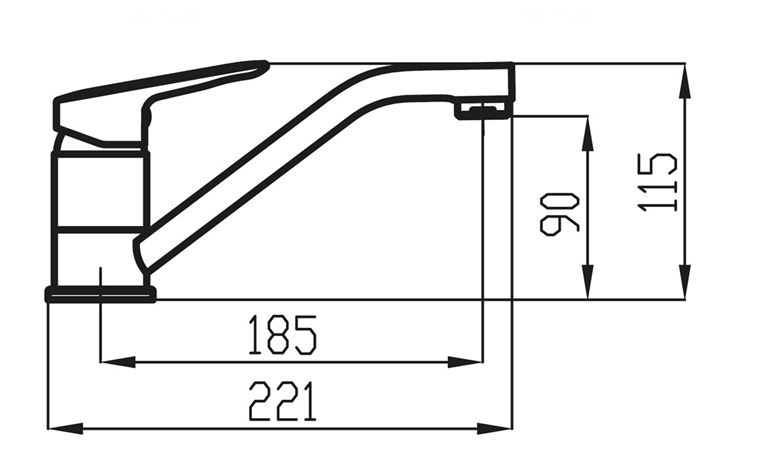 NOVASERVIS METALIA 54 dřezová baterie, Eco, chrom 54096,0E Technický nákres