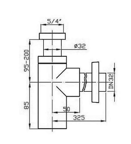 JIKA MIO designový sifon k umyvadlu DN32, s převlečnou maticí 5/4, chrom H3747100040001 Technický nákres
