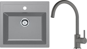 FRANKE SETT122Š tectonitový dřez SID 610 šedá, baterie FC 6018 šedý kámen