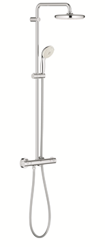 GROHE TEMPESTA SYSTEM 210 sprchový set s termostatickou baterií, horní sprcha, ruční sprcha se 3 proudy, tyč, hadice, Water Saving, chrom