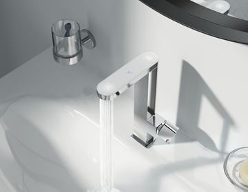 GROHE PLUS umyvadlová stojánková baterie, digitální, napájení z baterie, s odtokovou soupravou, Water Saving, chrom 23958003 Obrázek - fotka