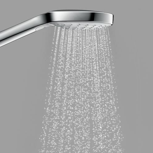 HANSGROHE CROMA SELECT E 3JET ruční sprcha 110x110 mm, 3 proudy, EcoSmart, bílá/chrom 26813400 Obrázek - fotka